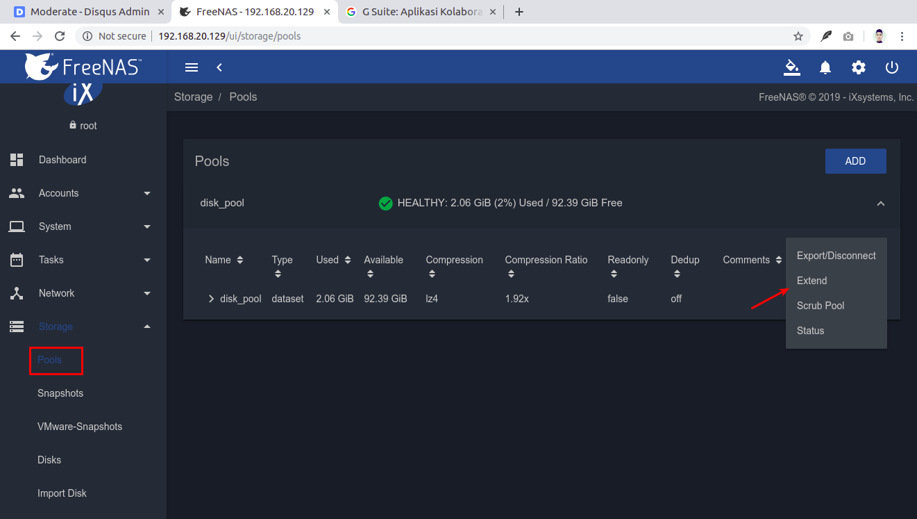 FreeNAS-LukmanLAB Extend Disk Pool 01
